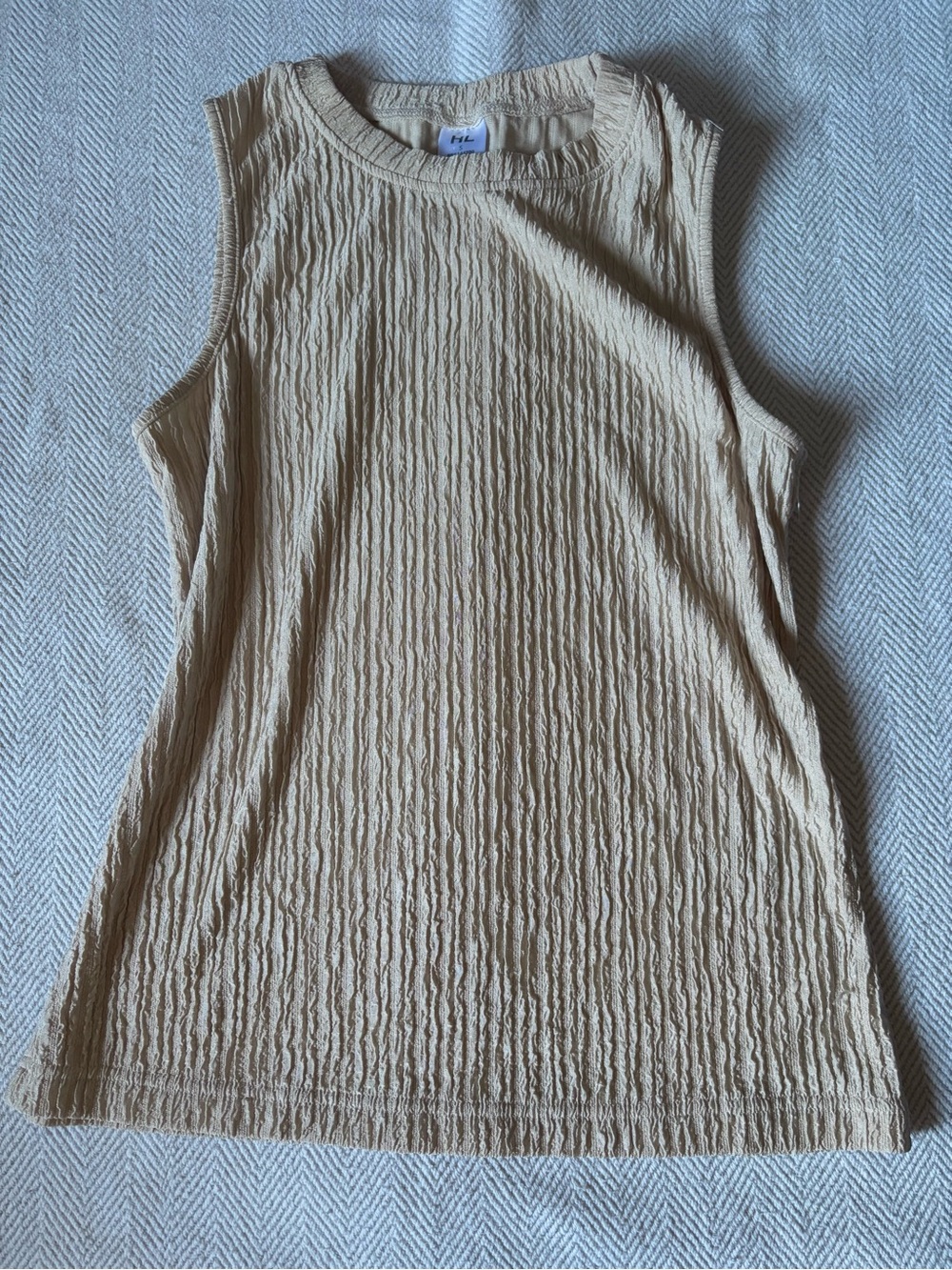 Textured Sleeveless Tank Top in Beige